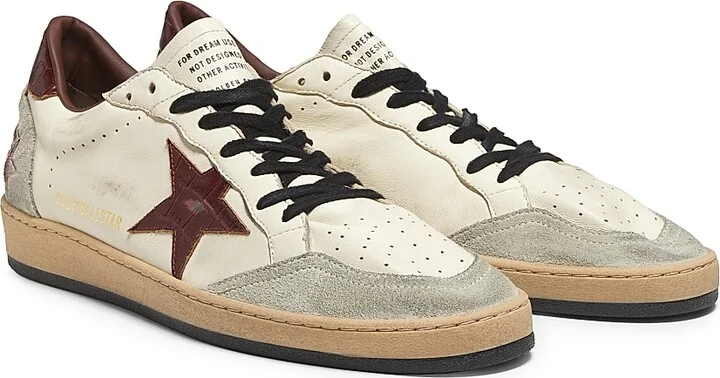 Men's Ball Star Leather & Suede Low-Top Sneakers - Beige Ice Cherry Mahogany - Size 8 - Image 2