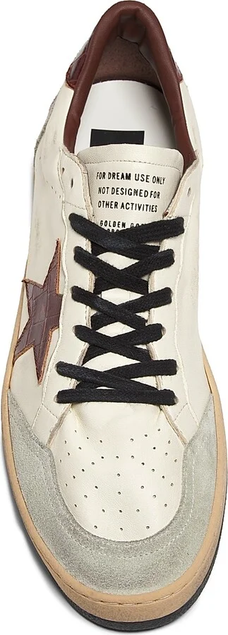 Men's Ball Star Leather & Suede Low-Top Sneakers - Beige Ice Cherry Mahogany - Size 8 - Image 4