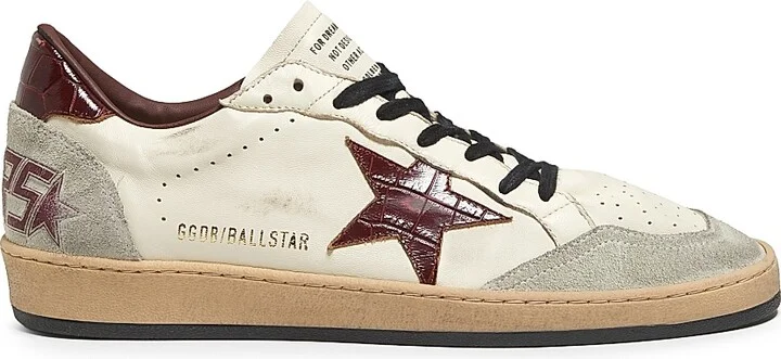 Men's Ball Star Leather & Suede Low-Top Sneakers - Beige Ice Cherry Mahogany - Size 8
