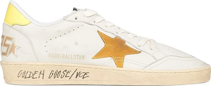 Men's Ball Star Leather & Suede Sneakers - White Cathay Spice Mimosa - Size 6