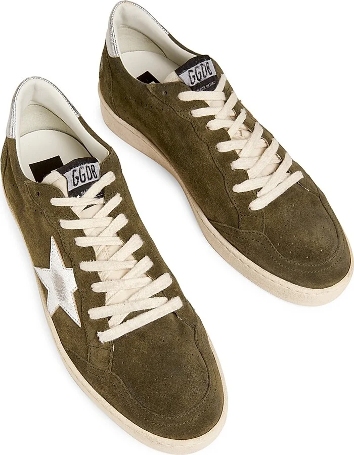 Men's Ball Star Suede & Leather Sneakers - Olive Night Silver - Size 7 - Image 4