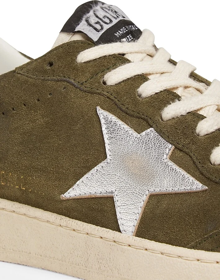 Men's Ball Star Suede & Leather Sneakers - Olive Night Silver - Size 7 - Image 5