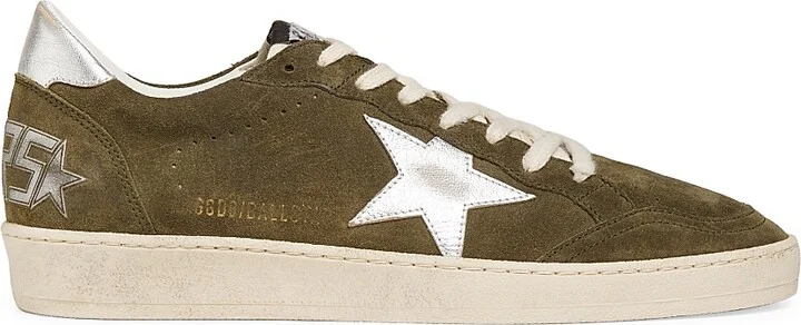 Men's Ball Star Suede & Leather Sneakers - Olive Night Silver - Size 7