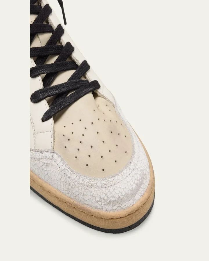 Men's Ballstar Crackle-Heel Leather Low-Top Sneakers - Image 3