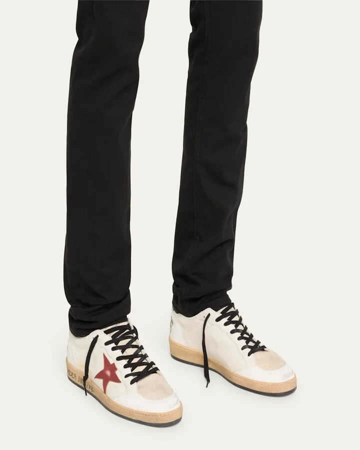 Men's Ballstar Crackle-Heel Leather Low-Top Sneakers - Image 4