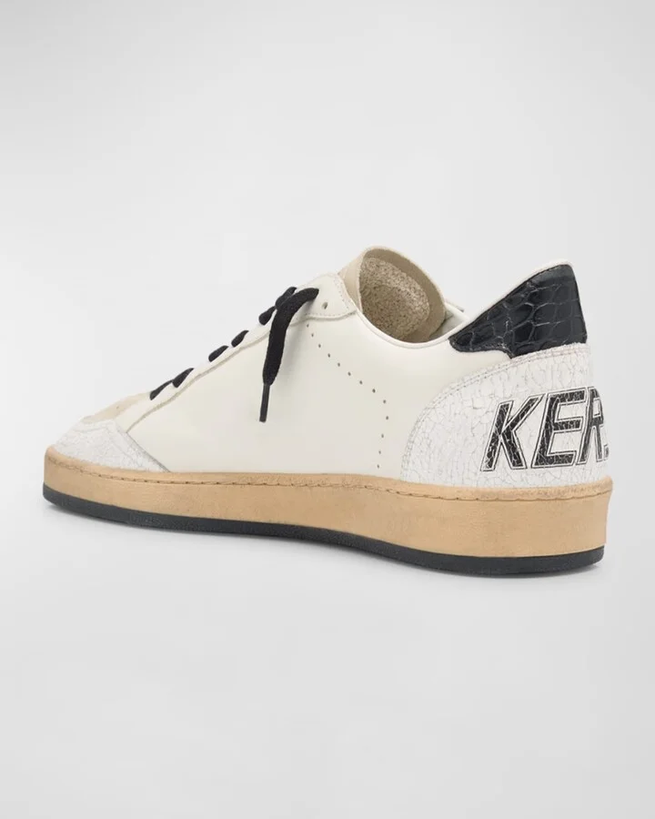 Men's Ballstar Crackle-Heel Leather Low-Top Sneakers - Image 3