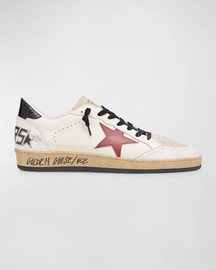 Men's Ballstar Crackle-Heel Leather Low-Top Sneakers