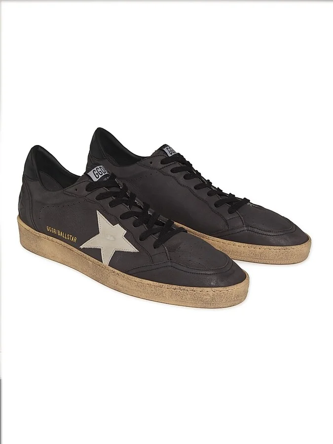 Men's Ballstar Leather Low-Top Sneakers - Dark Grey Sand - Size 8 - Image 2