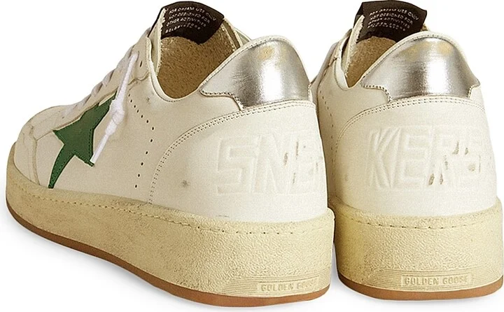 Men's Ballstar Leather Low-Top Sneakers - White Green Silver - Size 6 - Image 3