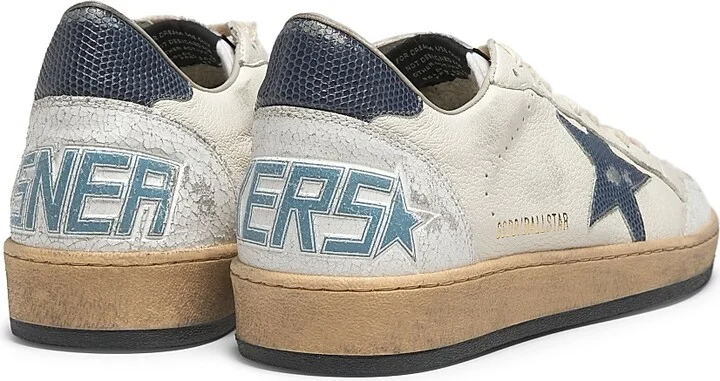 Men's Ballstar Lizard-Print Leather Sneakers - White Dusty Blue - Size 7 - Image 3