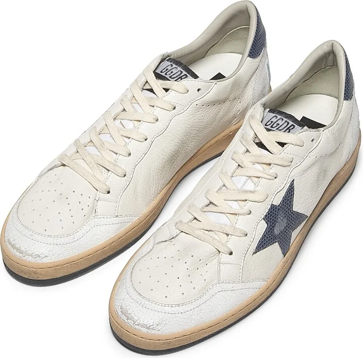 Men's Ballstar Lizard-Print Leather Sneakers - White Dusty Blue - Size 7 - Image 4