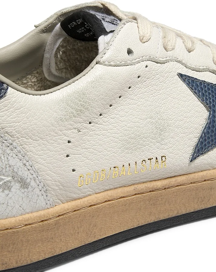 Men's Ballstar Lizard-Print Leather Sneakers - White Dusty Blue - Size 7 - Image 5
