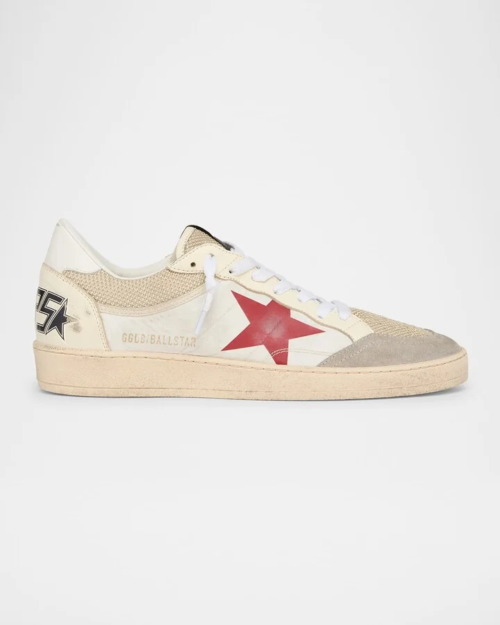 Men's Ballstar Mesh and Leather Low-Top Sneakers