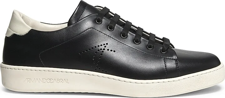 Men's Bamako Logo Leather Low-Top Sneakers - Noir - Size 7