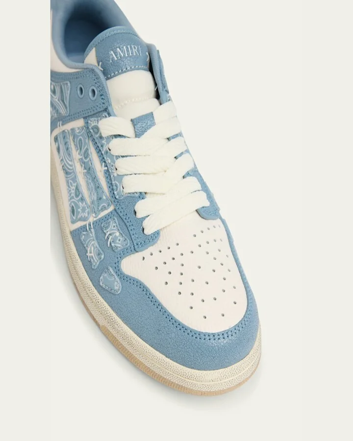 Men's Bandana Skel Top Leather Low-Top Sneakers - Image 2