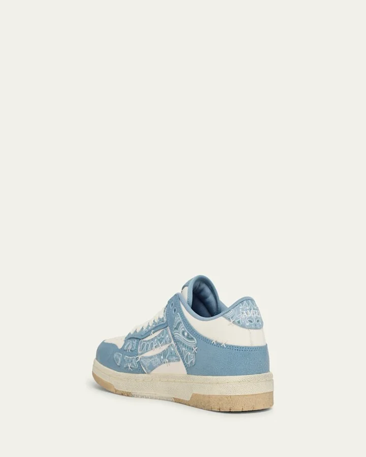 Men's Bandana Skel Top Leather Low-Top Sneakers - Image 3