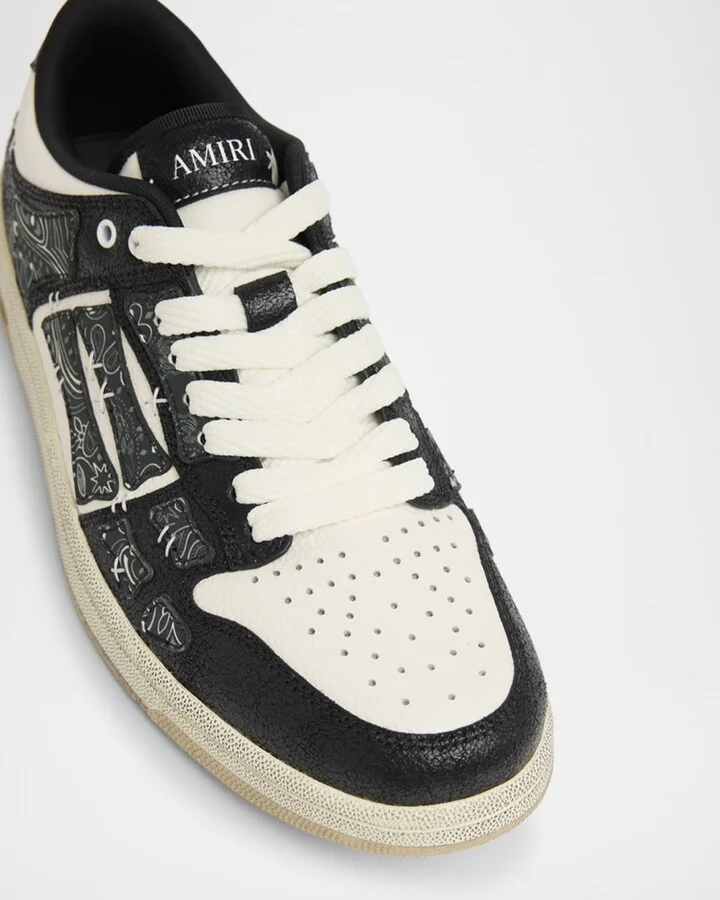 Men's Bandana Skel Top Leather Low-Top Sneakers - Image 11