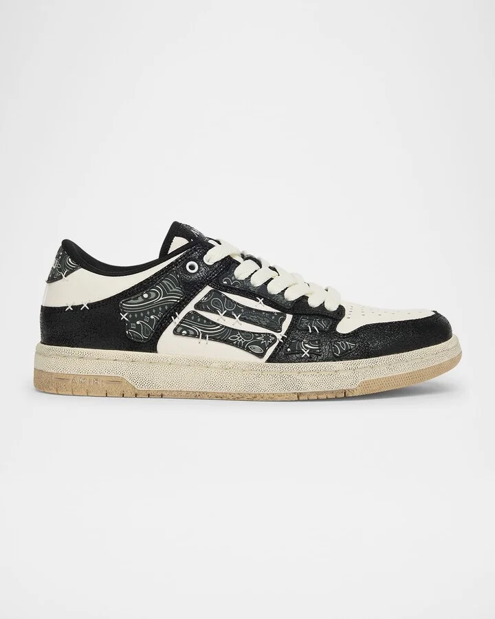 Men's Bandana Skel Top Leather Low-Top Sneakers