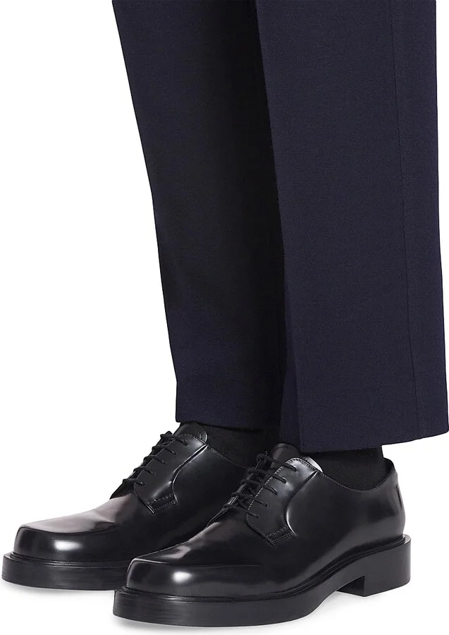 Men's Banjo Leather Richelieu Shoes - Black - Size 6 - Image 6