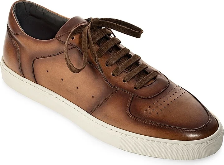 Men's Barbera Leather Sneakers - Brown - Size 7 - Image 2