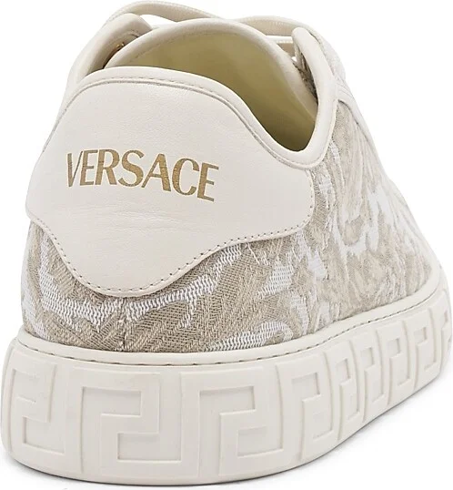 Men's Barocco & Leather Low-Top Sneakers - Black Off White - Size 8 - Image 8