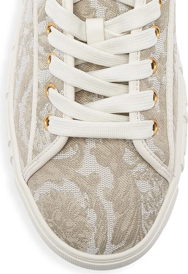 Men's Barocco & Leather Low-Top Sneakers - Black Off White - Size 8 - Image 9