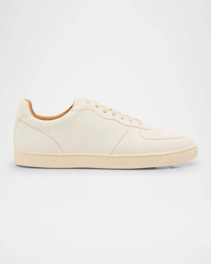 Men's Basket Deerskin Leather Low-Top Sneakers