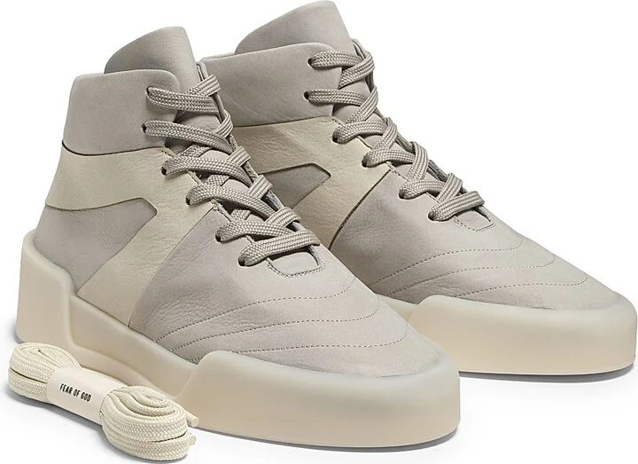 Men's Basketball High-Top Sneakers - Light Grey Off White - Size 7 - Image 2