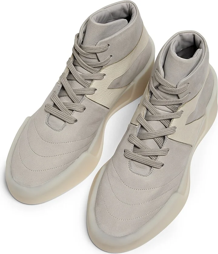 Men's Basketball High-Top Sneakers - Light Grey Off White - Size 7 - Image 4