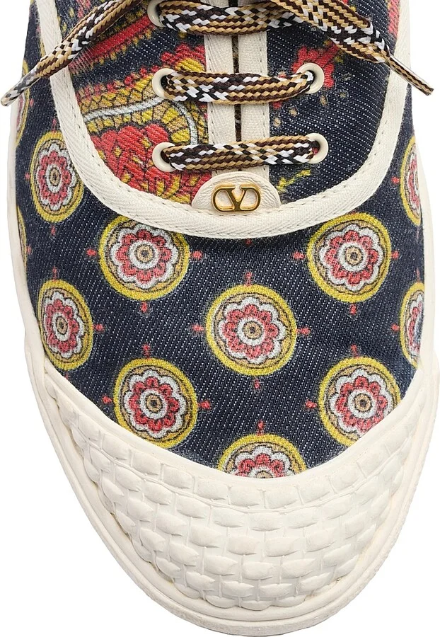 Men's Bay By Bay Sneakers in Voyage Imaginaire Denim Fabric - Multicolored - Size 9 - Image 3