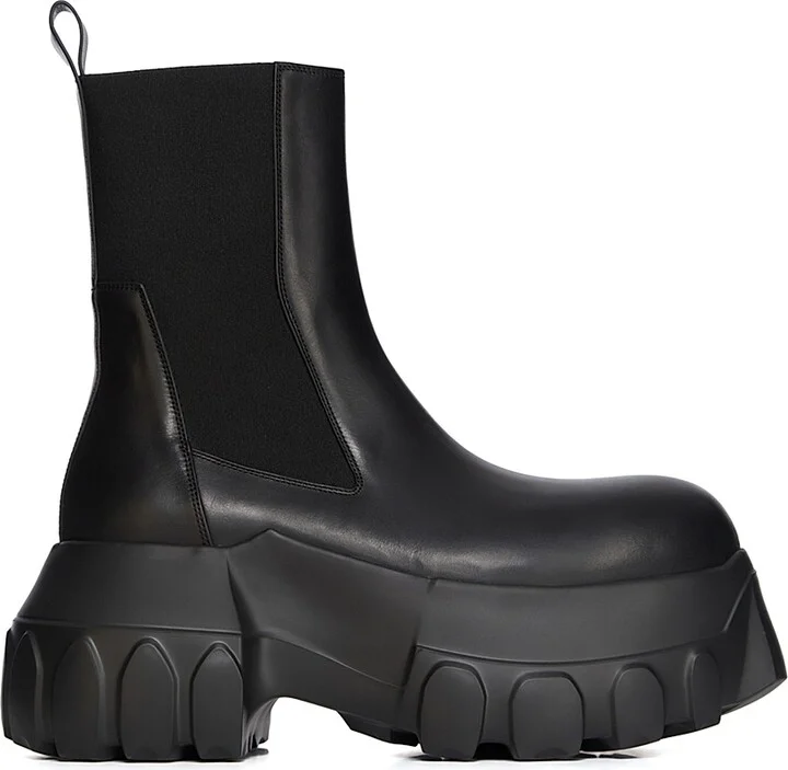 Men's Beatle Mega Tractor Leather Chelsea Boots - Black - Size 11