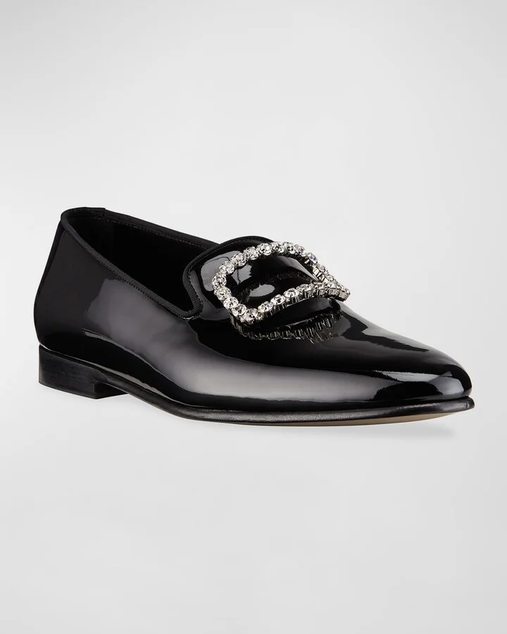 Men's Beau Brummell Mariocc Patent Crystal Buckle Slippers