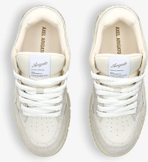 Mens Beige Area Lo Brushed-Suede and Leather Low-Top Trainers Eur 42 / 8 Uk Men - Image 2