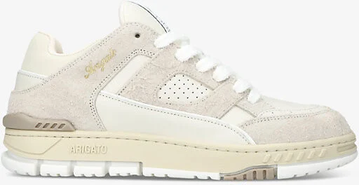 Mens Beige Area Lo Brushed-Suede and Leather Low-Top Trainers Eur 42 / 8 Uk Men