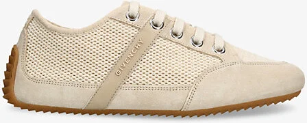 Mens Beige Branded Mesh and Suede Low-Top Trainers Eur 38/5 Uk Women
