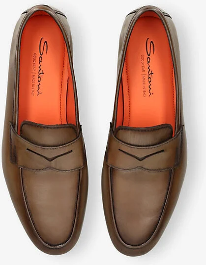 Mens Beige Carlo Leather Penny Loafers Eur 45 / 11 Uk Men - Image 2