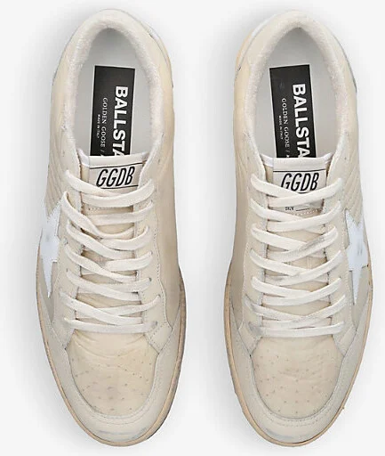 Mens Beige Comb Ball Star Leather Low-Top Trainers Eur 44 / 10 Uk Men - Image 2