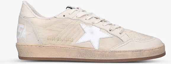 Mens Beige Comb Ball Star Leather Low-Top Trainers Eur 44 / 10 Uk Men