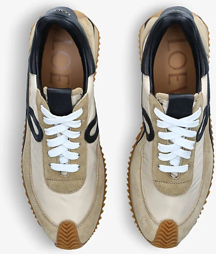 Mens Beige Comb Flow Runner Monogram Leather and Shell Trainers Eur 45 / 11 Uk Men - Image 2