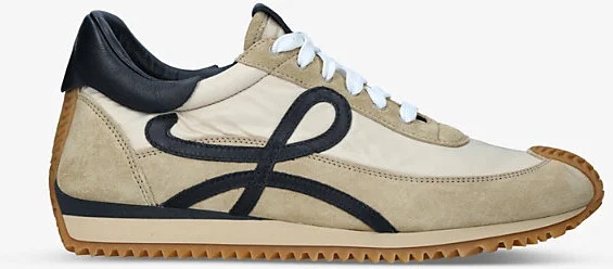 Mens Beige Comb Flow Runner Monogram Leather and Shell Trainers Eur 45 / 11 Uk Men