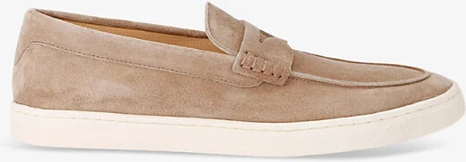Mens Beige Comb Hybrid Penny-Slot Suede Loafers Eur 42.5 / 8.5 Uk Men