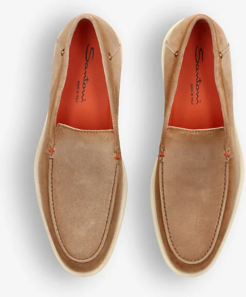 Mens Beige Detroit Contrast-Sole Suede Loafers Eur 44.5 / 10.5 Uk Men - Image 2