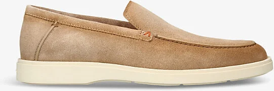 Mens Beige Detroit Contrast-Sole Suede Loafers Eur 44.5 / 10.5 Uk Men