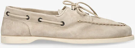 Mens Beige Foil Suede Boat Shoes Eur 42 / 8 Uk Men
