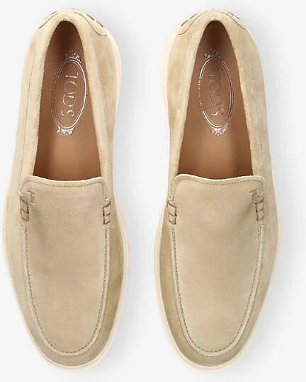 Mens Beige Ibrido Almond-Toe Suede Loafers Eur 45 / 11 Uk Men - Image 2