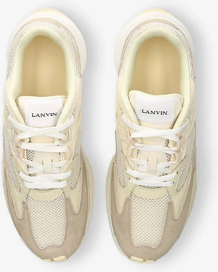 Mens Beige Jla Mesh and Suede Low-Top Trainers Eur 42 / 8 Uk Men - Image 2