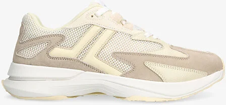 Mens Beige Jla Mesh and Suede Low-Top Trainers Eur 42 / 8 Uk Men