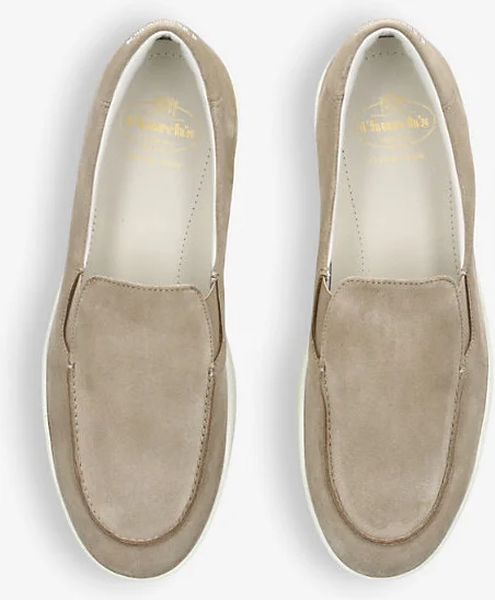 Mens Beige Longton Brand-Print Suede Boat Shoes Eur 43.5 / 9.5 Uk Men - Image 2