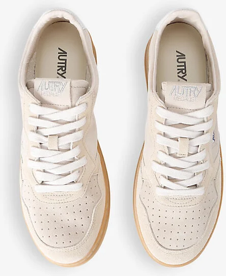 Mens Beige Medalist Brand-Embroidered Suede Low-Top Trainers Eur 40 / 6 Uk Men - Image 2