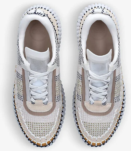 Mens Beige Nama Embroidered Suede and Recycled Mesh Trainers Eur 43 / 9 Uk Men - Image 2